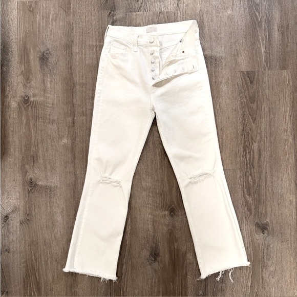 MOTHER The Tripper Ankle Fray Jeans in White Unfairest of Them All Jeans Size 27 - Picture 6 of 16